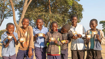 African children with solar lights